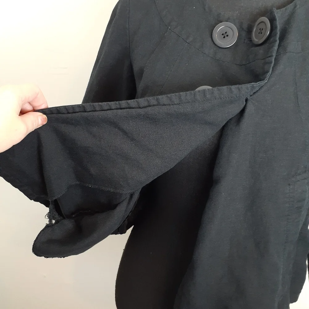 Larry Levine Linen Blend Jacket 3/4 Sleeves Cropped Shacket Blazer SOLD ON EB - Picture 5 of 8